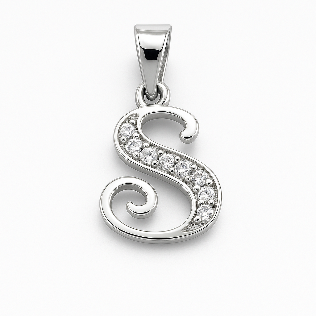Dije Inicial Letra S en Plata .925  + Obsequio 