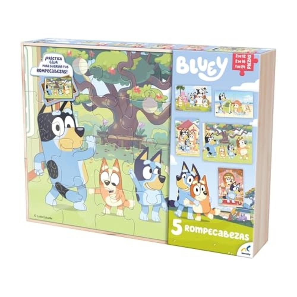 Rompecabezas 5 En 1 Bluey Caja De Madera
