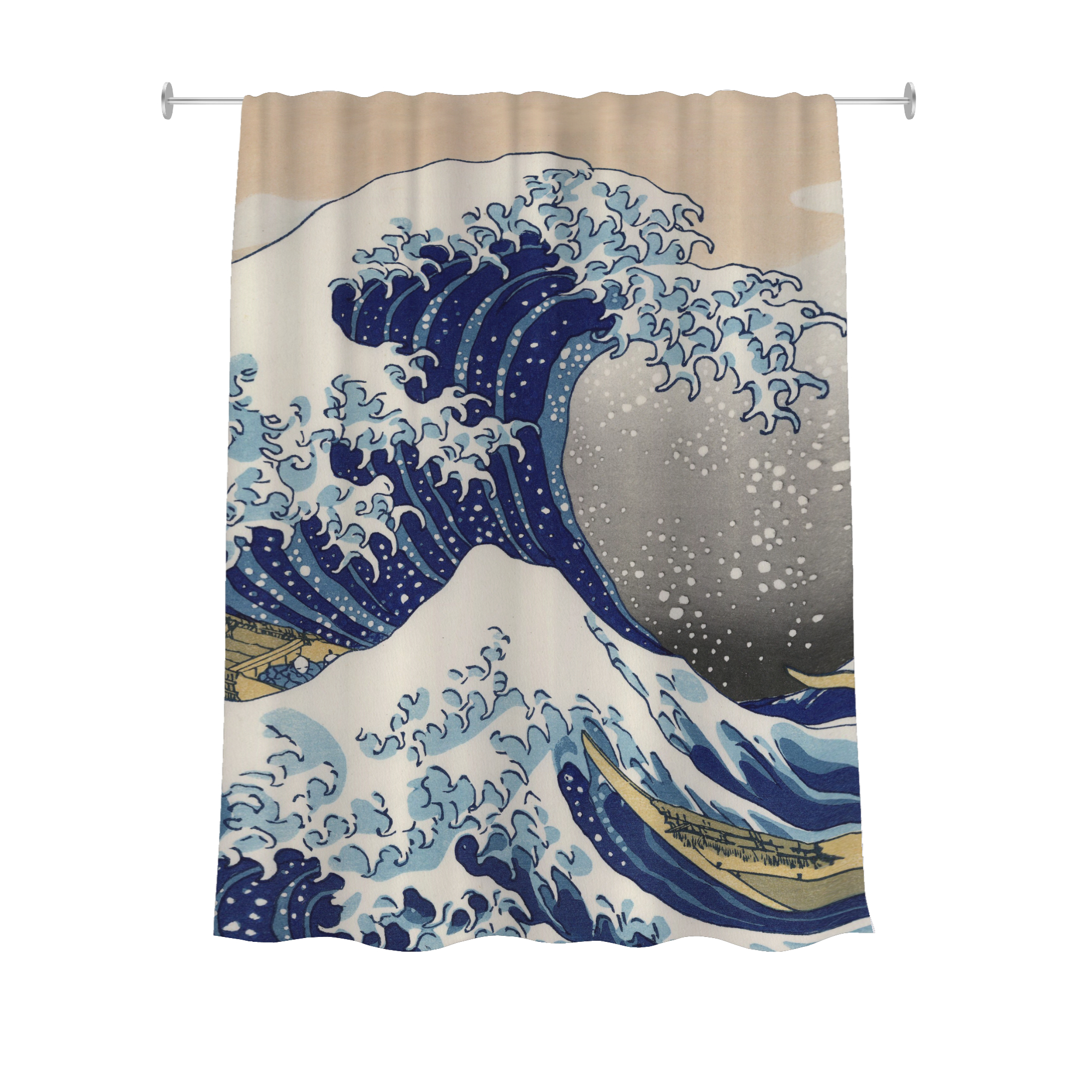 Cortina de Baño Impermeable Grande con Diseño de Gran Ola Oceano para Regadera