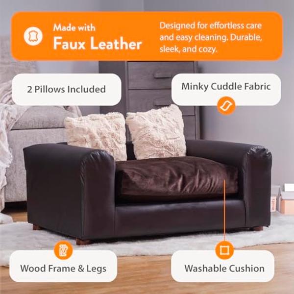 Moots Premium Leatherette Pets Sofa, Espresso, Small