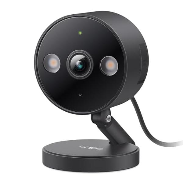 Tapo by TP-Link 2K QHD Security Camera Indoor/Outdoor, Color Night Vision, Free Person/Pet/Vehicle Detection, Baby Monitor, Local/Cloud Storage, IP66, Dual-Spotlight, Black(C121)