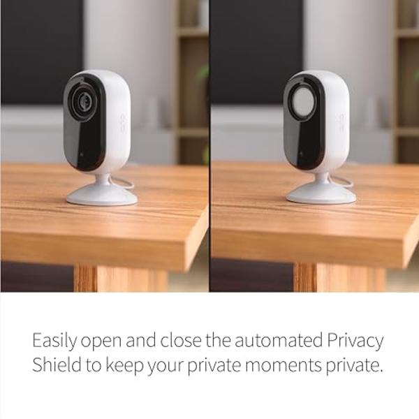 Arlo Essential Security Camera 2K | Indoor Only| 2nd Gen | Baby Monitor & Pet Camera | Wired Automated Privacy Shield, 2-Way Audio, Night Vision, Live Stream, Motion Alerts & Notif