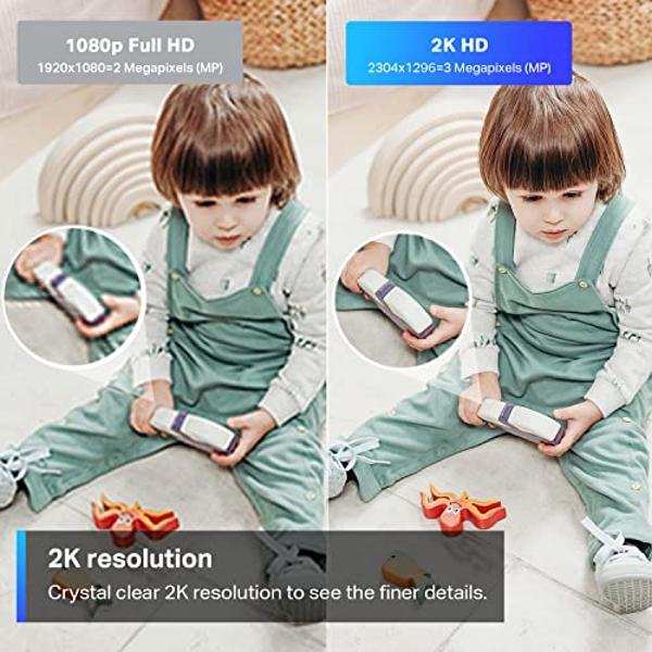 TP-Link Tapo 2K Indoor Security Camera for Baby Monitor, Dog Camera w/Motion Detection, 2-Way Audio Siren, Night Vision, Cloud & SD Card Storage(Up to 256 GB), Works w/Alexa & Goog