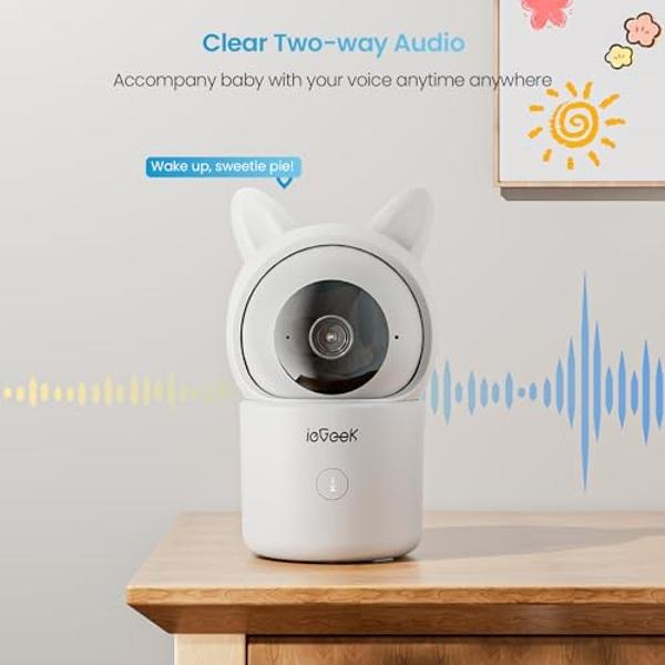 nooie Baby Monitor with SD Card,Baby Monitor with Camera 360 Camera, WiFi Baby Cam with Phone App, AI MotionTracking and Sound Detection,1080P Night Vision Two-Way Audio