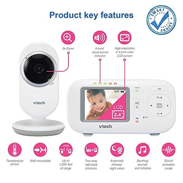 iFamily Split Screen Baby Monitor, Large Display Video Baby Monitor with 2 Cameras and Audio, Long Range, Remote pan tilt, Night Vision, Temperature Sensor, 2 Way Talk, Feeding Clo