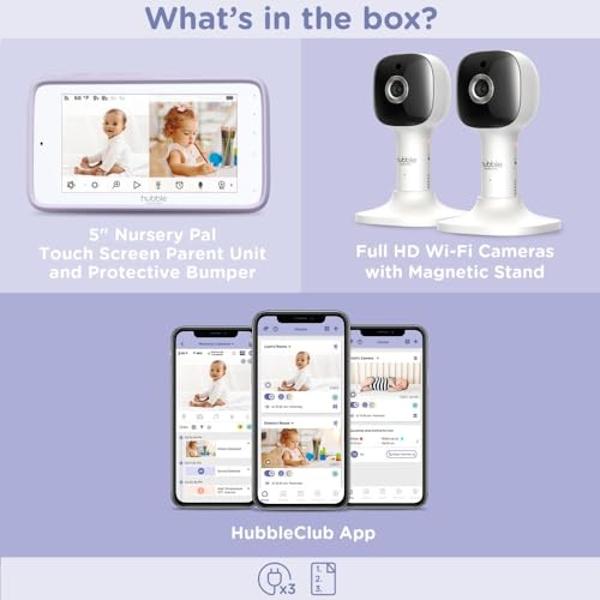 iFamily Split Screen Baby Monitor, Large Display Video Baby Monitor with 2 Cameras and Audio, Long Range, Remote pan tilt, Night Vision, Temperature Sensor, 2 Way Talk, Feeding Clo