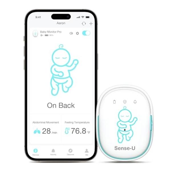 Sense-U Pro Baby Movement Monitor with Arousal Vibration, Movement/Rollover/Overheating Alerts, Audible & App Notifications, Easy Clip-On Design, Smart Sleep Monitor, FSA/HSA Eligi