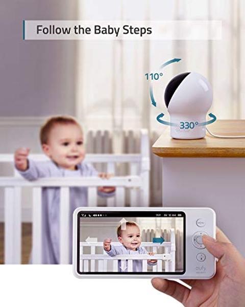 eufy Security, SpaceView Pro Video Baby Monitor E210 with 5" Screen, Two-Way Audio, Security Camera, 720p, Pan & Tilt, Night Vision, Lullaby Player, Wide Angle Lens Not Included (N