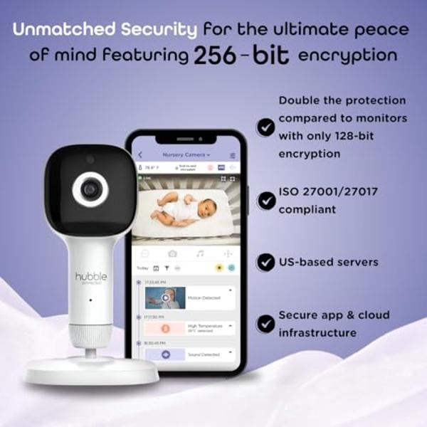 HUBBLE CONNECTED SkyVision Pro Twin AI-Enhanced HD Smart Baby Monitor, 2 Cameras, Parent Unit, Mounts, Smart Rollover & Cry Detection, AI Sleep Report, 2-Way Talk, Night Vision, Li