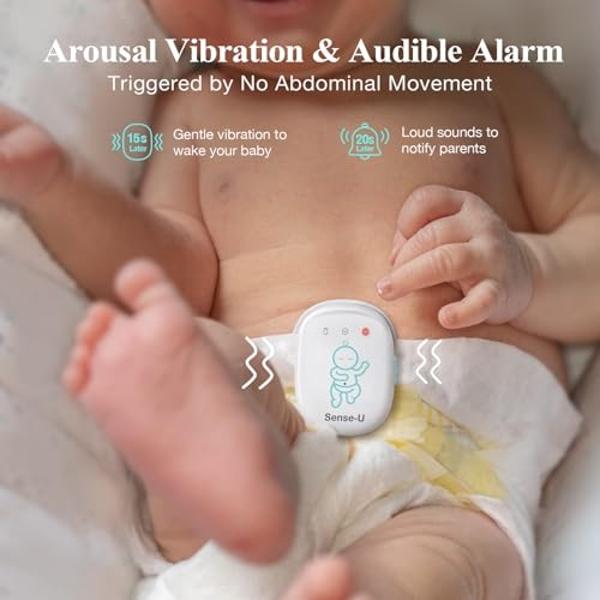 Sense-U Pro Baby Movement Monitor with Arousal Vibration, Movement/Rollover/Overheating Alerts, Audible & App Notifications, Easy Clip-On Design, Smart Sleep Monitor, FSA/HSA Eligi