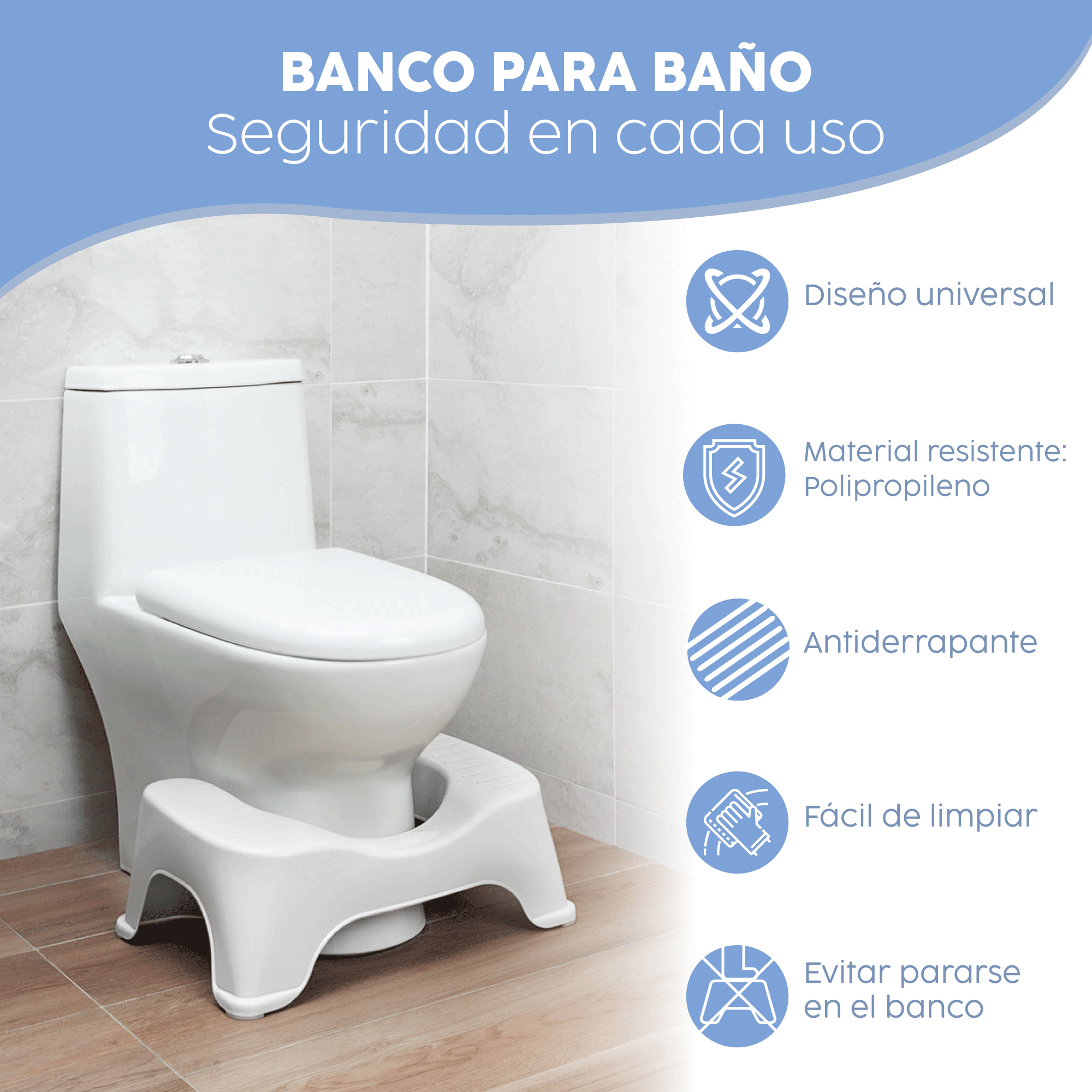 Banco Taburete para el Baño Color Blanco