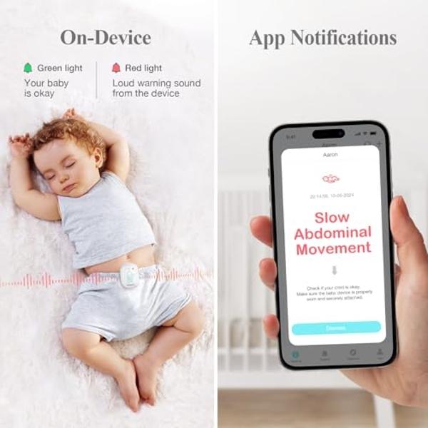 Sense-U Pro Baby Movement Monitor with Arousal Vibration, Movement/Rollover/Overheating Alerts, Audible & App Notifications, Easy Clip-On Design, Smart Sleep Monitor, FSA/HSA Eligi