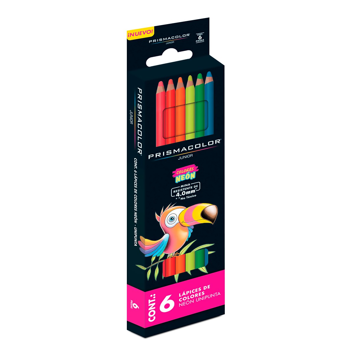 Prismacolor Junior Set 6 Lápices de Colores Neón, Mina Gruesa 4.0 mm, No Tóxicos, Alta Pigmentación