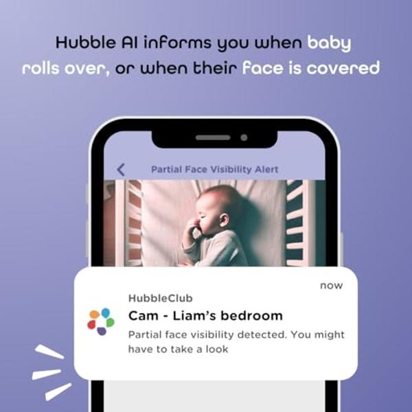 Hubble Connected SkyVision AI-Enhanced HD Smart Baby Monitor, 1 Camera, Mounts, Smart Rollover & Cry Detection, AI Sleep Report, 2-Way Talk, Night Vision, Nightlight & Sounds, Baby