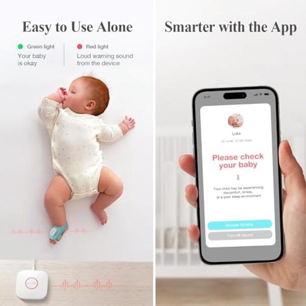 Sense-U Baby Sock Shoe Bundle Smart Baby Monitor: Sock Shoe Plus 2K PTZ Camera - Track Heart Rate, Oxygen, Sleep Movement, Heartbeat, Pan-Tilt-Zoom Video, AI Cry Detection, Audio, 