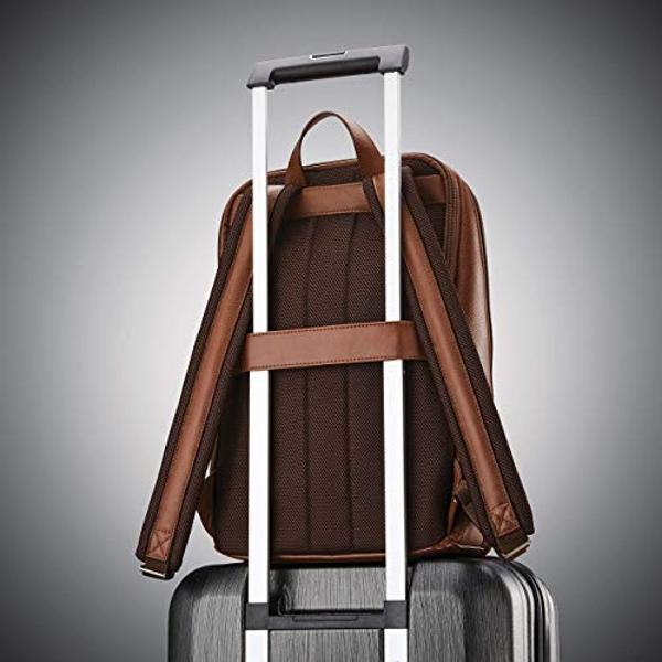 Samsonite Classic Leather Slim Backpack, Cognac , One Size