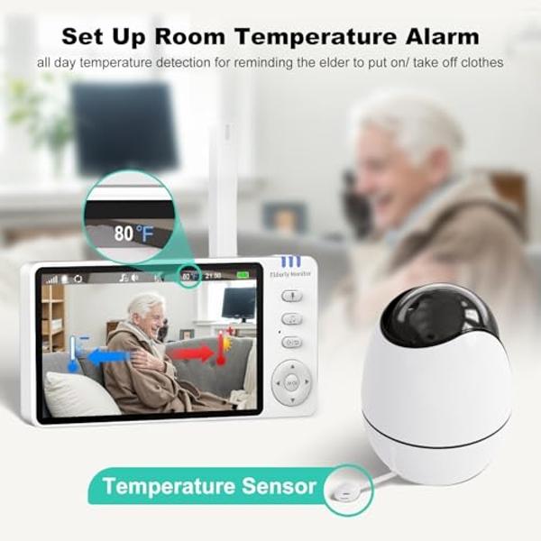 Elderly Monitors with Camera and Audio, Two-Way Talk Room Monitors for Elderly, Med Reminder Camera for Elderly Monitoring, Baby Monitors for Elderly Care and Caregivers, Video Mon