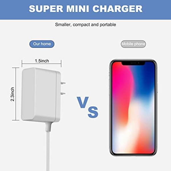 Round Charger Adapter for Babysense Video Split Screen Baby Monitor V24R V43 Replacement Battery Power Supply Cord (Will Not Fit Micro USB Port)