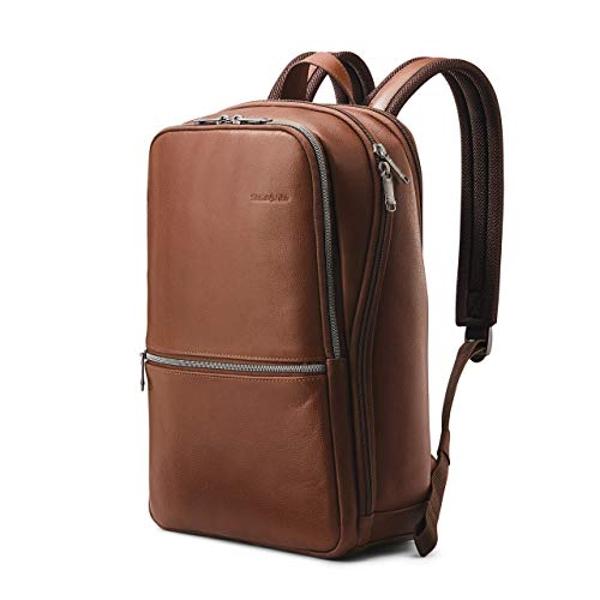 Samsonite Classic Leather Slim Backpack, Cognac , One Size