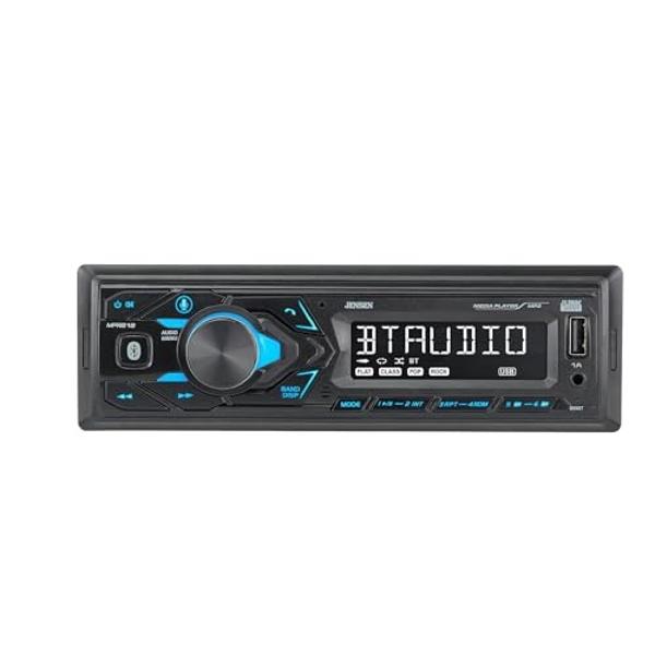 JENSEN MPR210 7 Character LCD Single DIN Car Stereo Radio | Push to Talk Assistant | Bluetooth Hands Free Calling & Music Streaming | AM/FM Radio | USB Playback & Charging | Not a 