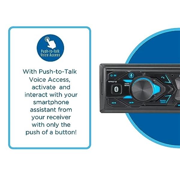 JENSEN MPR210 7 Character LCD Single DIN Car Stereo Radio | Push to Talk Assistant | Bluetooth Hands Free Calling & Music Streaming | AM/FM Radio | USB Playback & Charging | Not a 