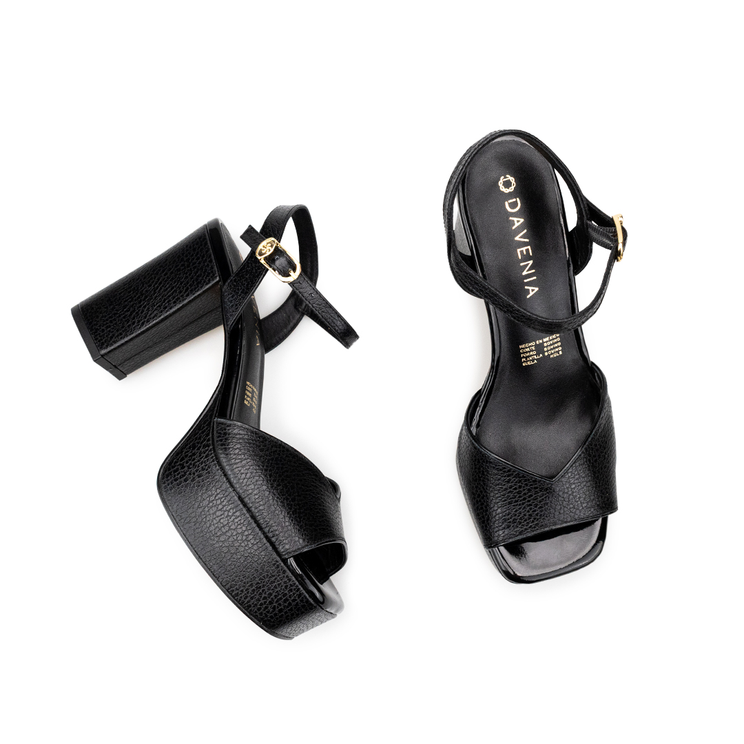 Zapatillas De Tacón Davenia De Piel Sandalia De Tacón Para Dama Mod. Daniela