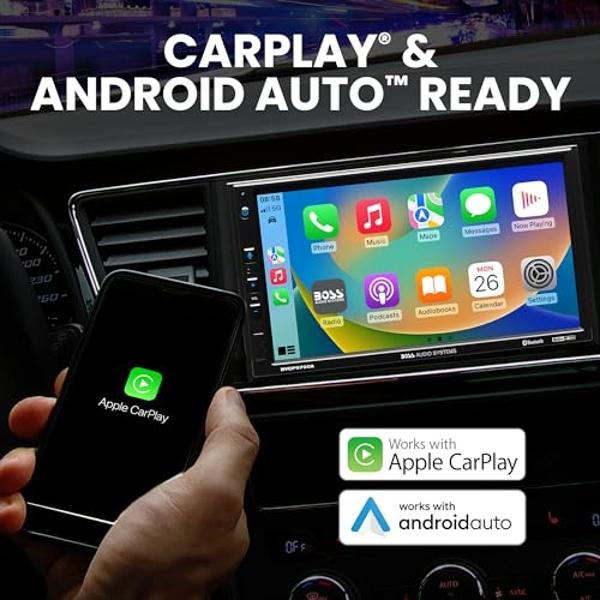 BOSS Audio Systems BVCP9700A Car Stereo - Apple CarPlay, Android Auto, Double Din, 7 Inch Touchscreen, Bluetooth, No CD DVD Player, AM/FM Radio Receiver