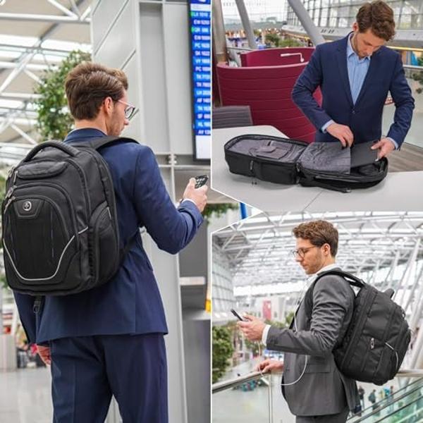 Swissdigital Design TSA Business Laptop Backpack For Men,Travel Backpack With USB Charging Port,College Tech Backpacks With RFID Pockets Presents For Men Fits 15.6 Inch Computer | 