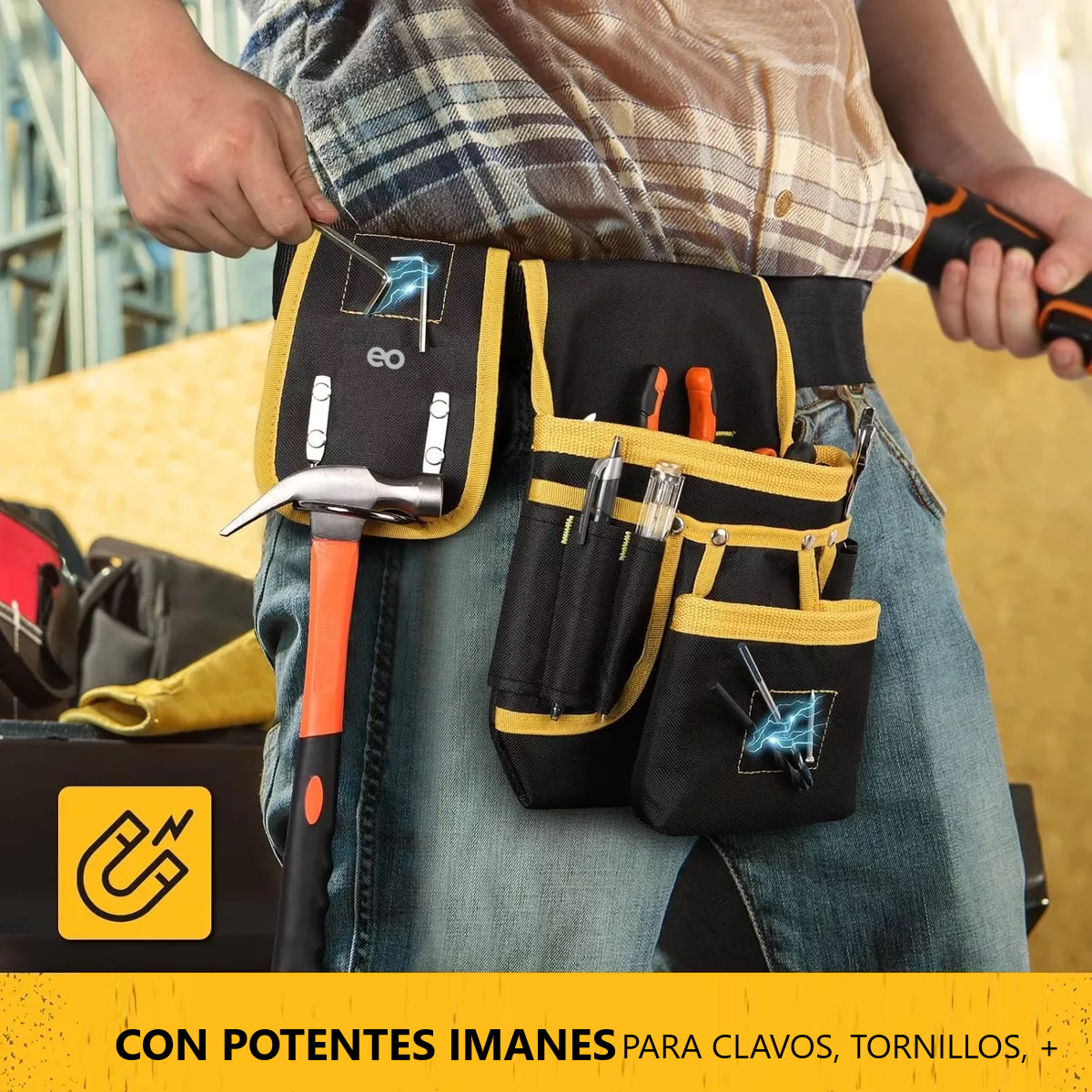 Bolsas Portaherramientas Cangurera Para Electricistas Negro
