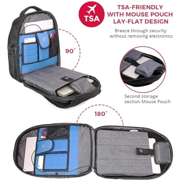 Swissdigital Design TSA Business Laptop Backpack For Men,Travel Backpack With USB Charging Port,College Tech Backpacks With RFID Pockets Presents For Men Fits 15.6 Inch Computer | 