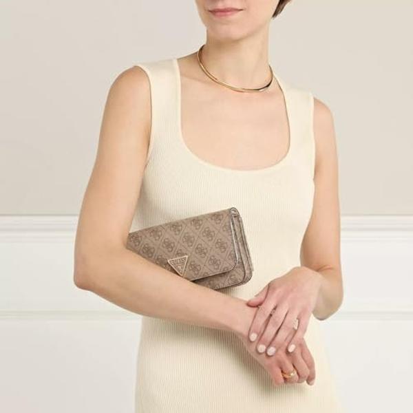 GUESS Noelle Crossbody Flap Organizer, Latte Logo