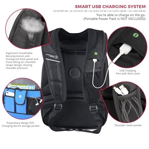 Swissdigital Design TSA Business Laptop Backpack For Men,Travel Backpack With USB Charging Port,College Tech Backpacks With RFID Pockets Presents For Men Fits 15.6 Inch Computer | 