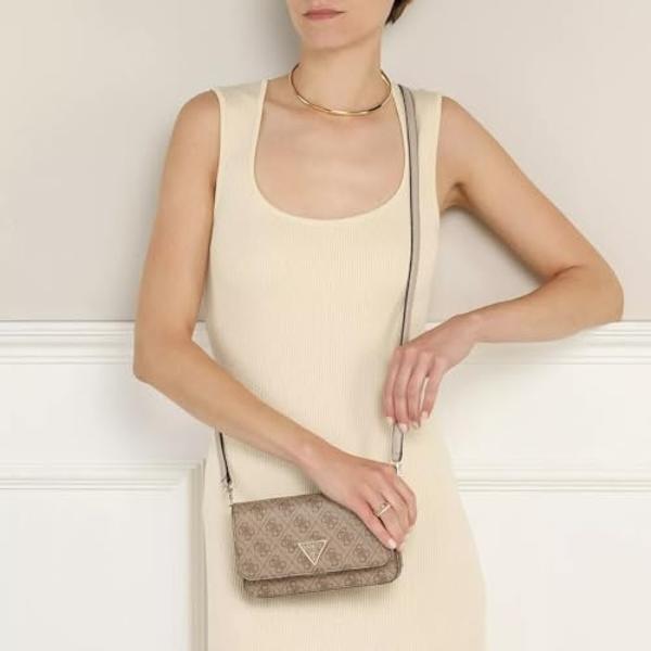 GUESS Noelle Crossbody Flap Organizer, Latte Logo