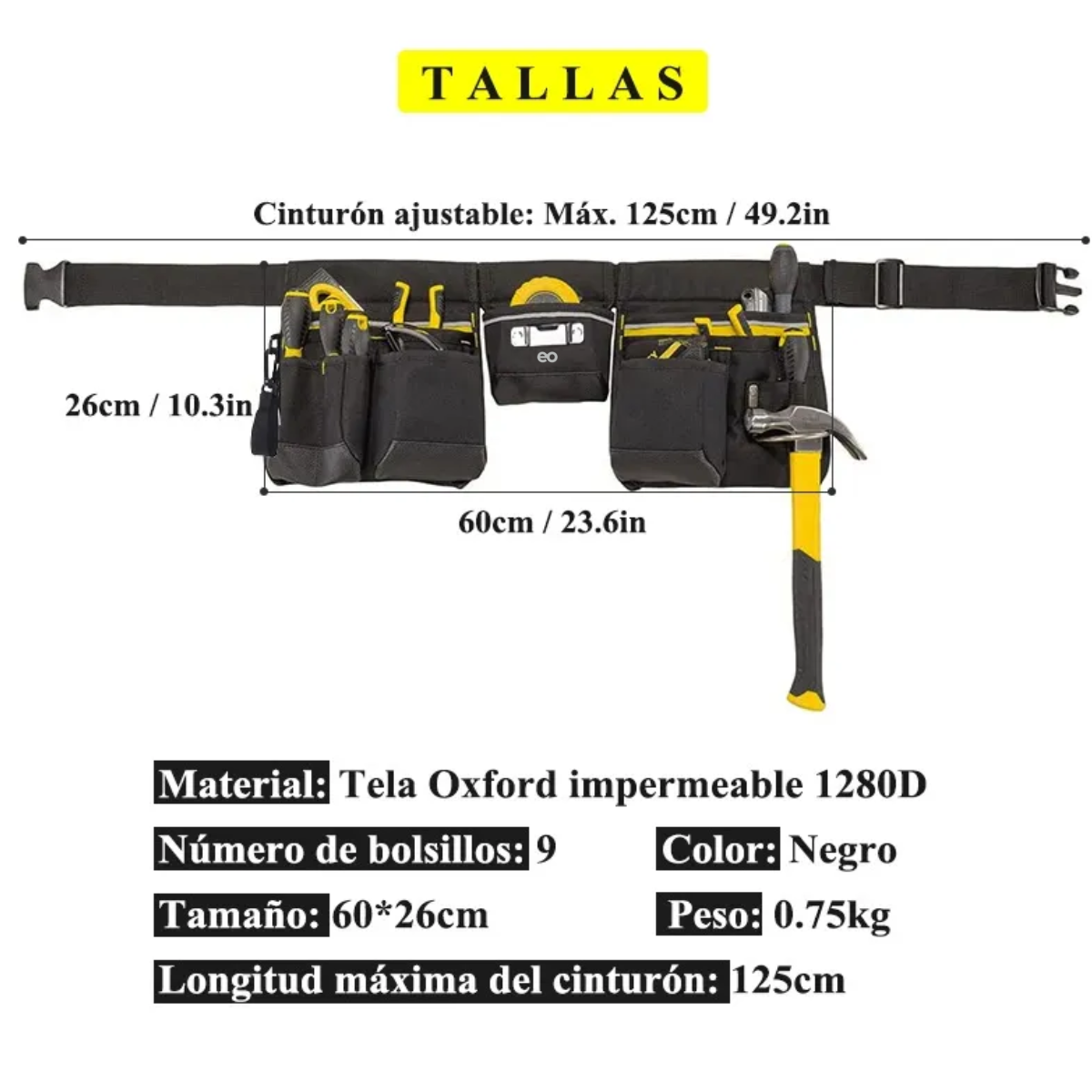 Cinturón Y Porta Herramientas Con Bolsas Portaherramientas