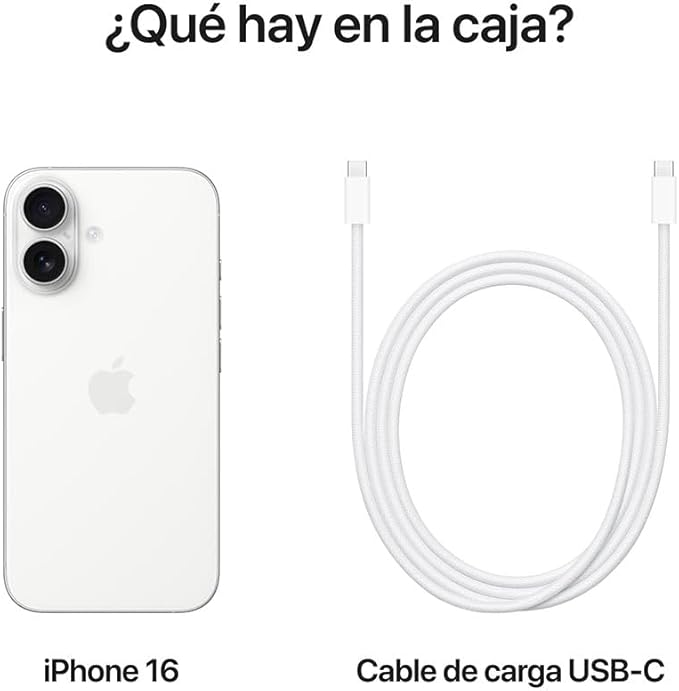 Apple iPhone 16 Plus color Blanco 128GB Reacondicionado mas Audífonos Inalámbricos