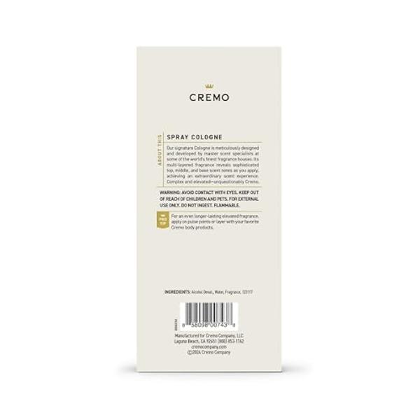 Cremo Cologne for Men - Spice & Black Vanilla Mens Cologne Spray - An Explosion of Vibrant Spices, Dark Woods and Black Vanilla, Fragrances For Men, 3.4 Fl Oz