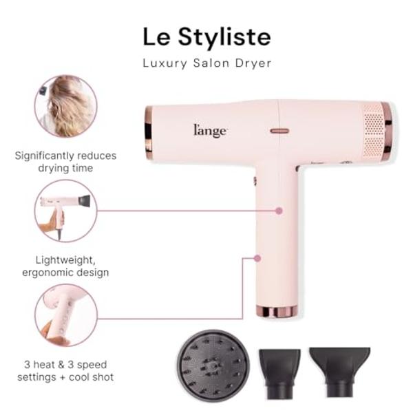 L'ANGE HAIR Le Styliste Luxury Hair Dryer | Quiet Brushless Blow Dryer with Diffuser | 1875 Watts for 4X Faster Drying | Hairdryer with 3 Heat & Speed Settings | Best Hair Dryers f