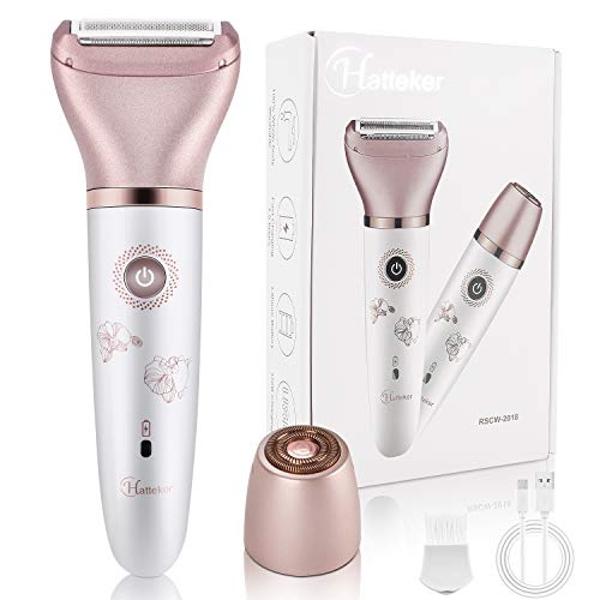 Electric Razor for Women - Painless 2-in-1 Shaver for Women Hair Remover for Face, Legs and Underarm Wet & Dry, Portable Bikini Trimmer, Lady Hair Removal with 2 Trimmer Heads- Mic