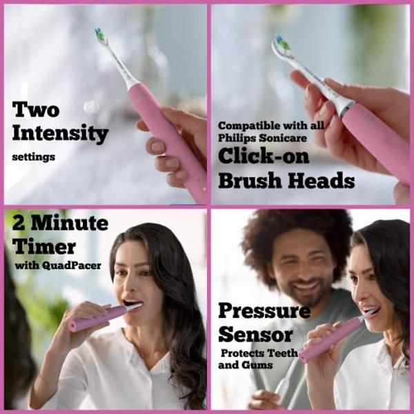 Philips Sonicare ProtectiveClean 5100 Rechargeable Electric Toothbrush, with Pressure Sensor, 3 Cleaning Modes, SmarTimer and QuadPacer, 14-Day Battery Life, Travel Case, White, Mo