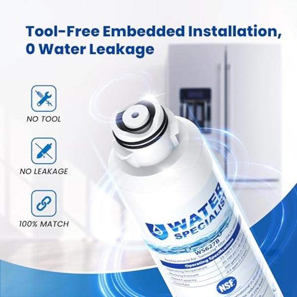 Waterspecialist DA29-00020B Samsung Water Filter for Refrigerators, Replacement for Samsung Water Filter DA29-00020B, HAF-CIN, RS25J500DSR, RF28HMEDBSR, HAF-CIN/EXP, RF4287HARS, RF