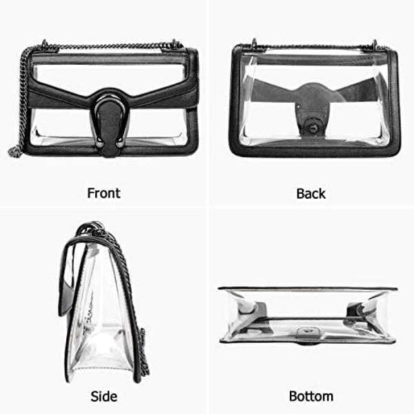 Joryin Clear Bag for Women Clear Bags Stadium Approved Clear Purse Shoulder Bag Crossbody Bag Fashion Small Handbag Clutch Bag Transparent Bag Black