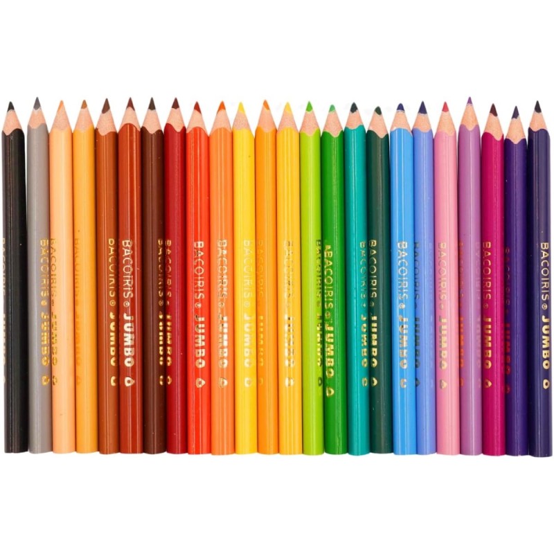 BACOIRIS Lápices de Colores Jumbo Triangulares, 24 Colores Brillantes, Punta Gruesa 3.3 mm, Ergonómicos
