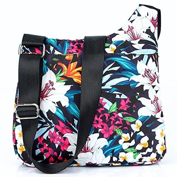 STUOYE Nylon Multi-Pocket Crossbody Purse Bags for Women Travel Shoulder Bag (1901 Lily)