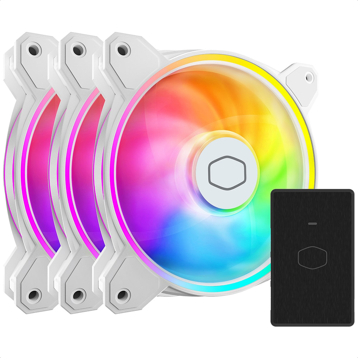 3 Ventiladores Cooler Master 120mm MasterFan MF120 HALO2 ARGB Controlador MFL-B2DW-213P2-R2