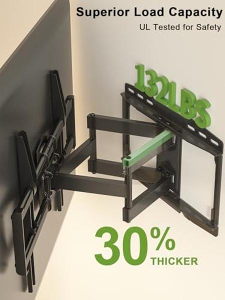 USX Mount Full Motion TV Wall Mount for 42-85 inch, TV Mount Swivel and Tilt,Wall Mount Bracket with Dual Articulating Arms Up to 132lbs, VESA 600x400mm, 16" Wood Studs, UL Listed 