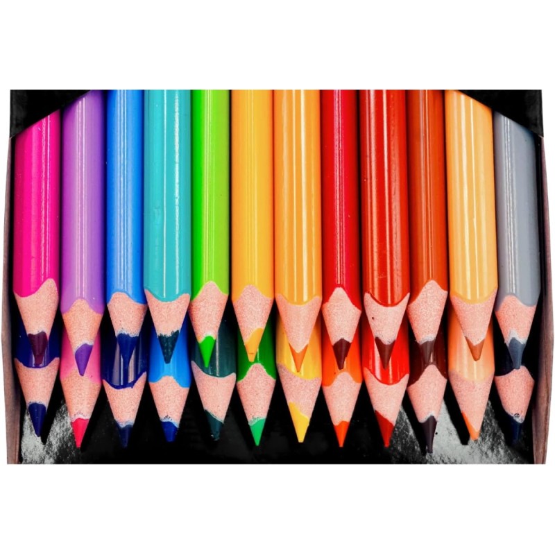 BACOIRIS Lápices de Colores Jumbo Triangulares, 24 Colores Brillantes, Punta Gruesa 3.3 mm, Ergonómicos