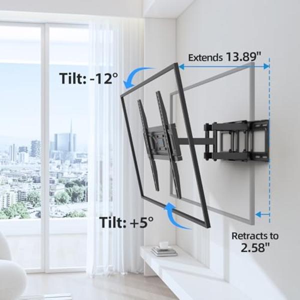 Mounting Dream TV Mount Fixed for Most 42-84 Inch Flat Screen TVs, TV Wall Mount Bracket up to VESA 600 x 400mm and 132 lbs - Fits 16"/18"/24" Studs - Low Profile and Space Saving 