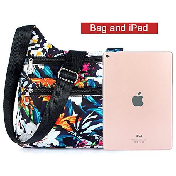 STUOYE Nylon Multi-Pocket Crossbody Purse Bags for Women Travel Shoulder Bag (1901 Lily)