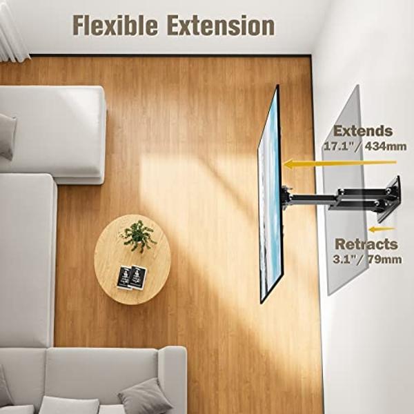 Mounting Dream TV Wall Mount Swivel and Tilt for Most 26-55 Inch TV, TV Mount Perfect Center Design, Full Motion TV Mount Bracket with Articulation, up to VESA 400x400mm, 60 lbs, M