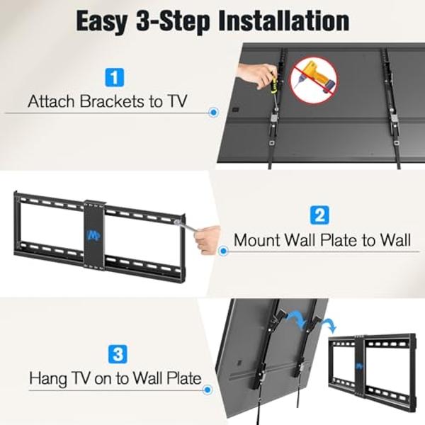 Mounting Dream UL Listed TV Mount for Most 37-75 Inch TV, Universal Tilt TV Wall Mount Fit 16", 18", 24" Stud with Loading Capacity 132lbs, Max Vesa 600 x 400mm, Low Profile Flat W